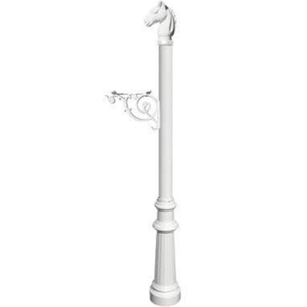 Lewiston Support Bracket Post System with Fluted Base & Horsehead Finial, White LPST-801-WHT - main
